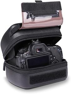 USA GEAR Hard Shell DSLR Camera Case with Molded EVA Protection, Quick Access Opening, Padded Interior and Rubber Coated Handle-Compatible with Nikon, Canon, Pentax, Olympus and More (Black Vegan)