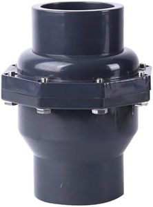 Swing Check Valve SENRISE Non-Return Check Valve PVC Double Union Solvent Weld Pipe Fittings for Metric Pressure Pipe (DN40 Φ50mm)