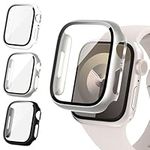 Fullife 3 Pack Screen Protector 40mm Compatible for Apple Watch Series 6/5/4/SE(2023-2020) with 9H Tempered Glass,Overall Shockproof Cover Protective Case for iWatch 40mm(Black/Starlight/Transparent)