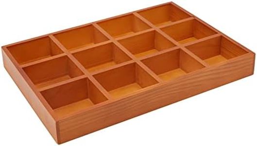 Juvale Wooden Drawer Organizer with 12 Compartments, Divided Tray for Arts and Crafts Supplies, Stationery, Small Items, 12 Grid Sorting Tray, Dark Brown (13.2 x 9.2 x 1.5 Inches)