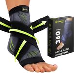 GARNO Ankle Compression Sleeve with Adjustable Straps, Arch Support Brace & Foot Stabilizer, Elastic Wrap for Plantar Fasciitis, Achilles Tendonitis Recovery, Sports Bandage Sock (Single); Men, Women