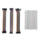 Electronic Spices Breadboard Solderless 400 Tie Points with 60pcs Jumper Wires (20cm) (Male-Female, Female-Female, Male-Male) for Experiment With Cirucuit Designs