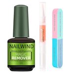 NAILWIND Gel Nail Polish Remover, Cuticle OiL with 6 Step Buffer, Magic Remove Soak-Off Gel Polish, Peel Off In 2-5 Minutes, No Need for Foil, Soaking or Wrapping 3 Pcs Set