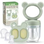 Baby Fruit Food Feeder Mini Freezer Nibble Tray Combo, Breastmilk Popsicle Molds for Cooling Relief, BPA Free Silicone Feeder to Safely Introduce New Foods, Double as Teething Toys, 4 Month+ (Sage)