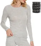 Merino Wool Base Layer Women 100% Merino Wool Long Sleeve Thermal Shirts for Women for Skiing Hiking