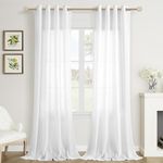 White Linen Curtains 84 Inches Long for Living Room 2 Panels Set Semi Sheer White Linen Drapes Light Filtering Elegant Boho Neutral Grommet Cotton Window Curtain for Bedroom Dining 84 Inch Length