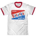 Tee Luv Men's Bazooka Bubble Gum Shirt - Retro Topps Candy Ringer Tee Shirt, Red/White, S