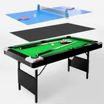 CuisinSmart 5.5FT Pool Table, 3 in 1 Pool Table, 5.5FT Billiard Tables, Multifunctional Foldable Pool Table Set, Table Tennis Table for Family Party Indoor Game, Play Room