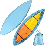 GYMTOP 7.8-18ft Waterproof Kayak Cover - Storage Dust Cover UV Protection Sunblock Shield for Fishing Boat/Kayak/Canoe 7 Sizes [Light Blue(Upgraded), Suitable for 12.3-13.5ft Kayak]