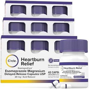 C'rcle Esomeprazole Magnesium 20mg Capsules - Heartburn Medicine - 24 Hour Acid Reducer - Delayed Release Mini Capsules - Acid Reflux Medicine and Digestive Support - Nine 14 Ct Bottles