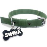 PAWPRO HANDMADE Nylon Personalized Green Dog Collar Belt with Customizable Dog Name Tag 40Cm -55Cm Soft Comfy Pet Collar for Small Medium Large Dogs (Medium, Olive Green)