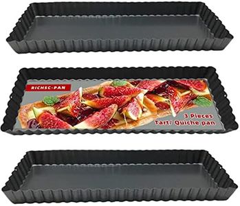Rectangular Tart Pan, 3 Pieces Quiche Pan, 13.7x4.3 Inch Non-Stick Long Tart Pan With Removable Loose Bottom, Suitable For Pies, Biscuits, Cheesecakes, Desserts And Bread.