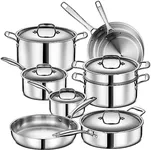 LEGEND COOKWARE 5 Ply Stainless Steel Pots and Pans Set | 14-Piece, Induction, Non-Toxic, Oven Safe | Best 18/0 Full Clad | Professional Kitchen Cooking, Heavy Chef Quality | PFOA, PTFE & PFOS Free