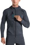BROKIG Men's Windbreak Running Jacket,Gym Workout Athletic Hoodies Zip Up Hooded Sweatshirts with Pockets (Dark Grey,X-Large)