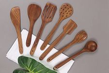 Amaze Shoppee Wooden Spatula Set | Non Stick Cooking Spoons For Kitchen Crockery Set Of 7 Spoon