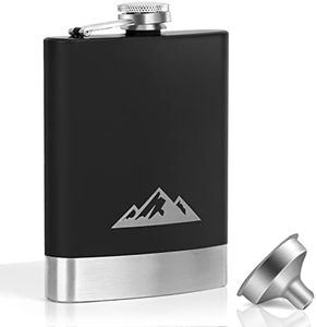 KWANITHINK Hip Flask, Stainless Steel 8oz Hip Flasks for Men with Funnel, Whiskey Flask for Outdoor Camping Climbing Hiking Picnic