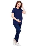 Easy Feed Women's Cotton Maternity Feeding Tops | Nursing Tops for Feeding Baby | Half Sleeve T-Shirt for Pregnant Women Post PregnancyIndigo Blue(M)