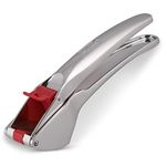 Zyliss E960013 Garlic Press Easy Release, 17 cm/6.5 Inch, Silver/Red, No Need to Peel Press for Crushin Garlic/Garlic Bulbs