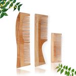 INSIME Neem Wooden Comb Set for Women & Men | Wooden combs combo Hair Comb Set | Kachi neem comb for Women for Hair Growth | Dandruff remover comb Neem Wood Kangi for Hair Growth, Detangling & Hair fall control (Pack of 3)