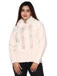 JANIYA Women's winterwear Woolen Fullsleeves Cardigans Sweater (White)