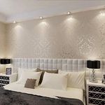 QIHANG European Vintage Damask Wall Paper PVC Embossed Textured Wallpaper Roll Home Decoration Cream-White Color Wallpaper 0.53m*10m=5.3㎡