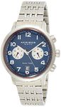 Akribos XXIV Men's White Dual Time Zone Watch - 2 Subdials with Blue Dial and Silver-Tone Case on Silver-Tone Stainless Steel Bracelet - AK942SSBU