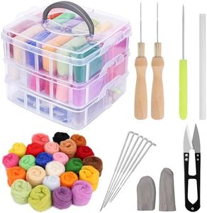 BELLE VOUS Kit de Feutrage à l’Aiguille pour Débutants avec Boîte de Rangement - 24 Couleurs de Laine a Feutrer et Outils de Feutrage de Base - 5 g/Couleur - Feutrage ou Filage à la Main
