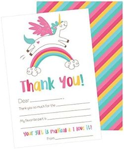 Hadley Designs 25 Unicorn Kids Thank You Cards, Fill In Thank You Notes For Kid, Blank Personalized Thank Yous For Birthday Gifts, Stationery For Children Boys and Girls