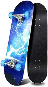 WINAKUI Beginner Skateboards, Kids Complete Skateboard with Flash wheel 80 x 20cm / 31 x 8 Inch, 7 Layer Maple Deck Double Kick Standard Skateboards for Boys and Girls