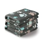 Luciphia Dog Blanket 1 Pack 3 Blankets Fluffy Premium Fleece Pet Blanket Flannel Paw Printed Throw for Dog Cat (Medium 30x20'', Grey)