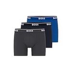 BOSS Men's 3-Pack Cotton Boxer Brief, True Blue/Sky Captain/Forged Iron, Medium