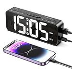 Ankilo Newest Loud Alarm Clock for Bedroom, 6.7" Large Display Digital Clock, USB & Type-C Charging Port, Adjustable Brightness & Volume, Dual Alarm, Bedside Clock for Heavy Sleepers