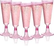 MATANA 96 Premium Elegant Pink Plastic Champagne Flutes, 150ml - Reusable Toasting Glasses, Cocktail Prosecco Glasses for Weddings, Birthdays, Christmas, Bridal Showers, Themed Parties