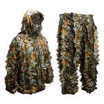 ZORVEM Ghillie Suit, 3D Leafy camo Hunting Clothes for Kids/Youth/Teen,Camoflauge Clothing for Jungle Hunting, Shooting