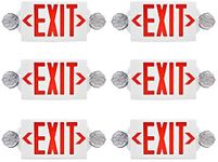 AKT LIGHTING Emergency Exit Light, Adjustable Two LED Head Exit Sign Light, Commercial Emergency Exit Lighting Combo with Back-up Battery for Business UL Certificated(Red, 6 Pack)