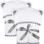 Set of 2 Bamboo Hooded Baby Towels – Luxurious, Large and Super Absorbent – 30 x 30 Inch – Soft and Suitable for Infants, Toddlers and Kids – 400 GSM (Luxury White)