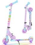 BELEEV V3 Scooters for Kids with Light-Up Stem & Deck & Wheels, 2 Wheel Folding Scooter Ages 3-12, 4 Adjustable Height, Non-Slip Pattern Deck, Lightweight Kick Scooter with Kickstand for Girls Boys