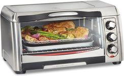 Hamilton Beach Air Fryer Countertop Toaster Oven with Large Capacity, Fits 6 Slices or 12” Pizza, 4 Cooking Functions for Convection, Bake, Broil, Easy Access, Sure-Crisp, Stainless Steel (31323)
