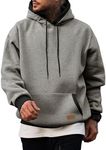 JMIERR Mens Hooded Sweatshirt Cotton Fashion Fleece Long Sleeve Drawstring Fall Shirts with Kangaroo Pocket Athletic Gym Hoodies, L, Light Grey