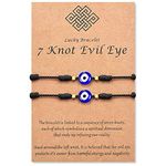 Lanqueen Evil Eye Bracelet Adjustable Ojo Turco Kabbalah Amulet Nazar Bracelets for Family Women Men Teen Boys