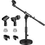 CAHAYA Desktop Microphone Stand: with 2 type clips 3/8" to 5/8" Metal Screw Adapter Space-saving CY0360