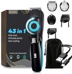 40 Precisions Beard Trimmer for Stubble & Mustache, All in 1 Electric Trimmer, Rechargeabe & Cordless Hair Shaver for Face, Head, Nose, Ear, Chest and Public, with Zoom Wheel, Travel Lock, Storage Bag Included, Shave to 0.5 - 20mm