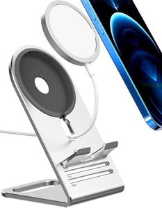 HALLEAST for Magsafe Charger Stand, Updated Aluminum Alloy Charging Holder Perfectly Compatible with for Apple iPhone 17/16/15/14 Plus/14 Pro Max/14 Pro/14/13 Mini for 17/16/15/14/13/12 Series, Silver