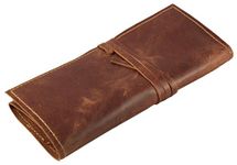 Rustic Genuine Leather Pencil Roll - Pen and Pencil Case by Rustic Ridge Leather - Brown