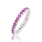 Ravishing Impressions Pink Sapphire Gemstone 925 Sterling Silver Eternity Band Ring In Pave Setting Handmade Jewellery Unisex Adult