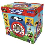 Lexibook Nintendo Super Mario Projector Clock with Snooze Alarm Function,Night Light with Timer, LCD Screen, Battery Operated, Blue