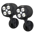 Motion Sensor Outdoor Lights, Quiltered Battery Operated 600LM Detector Lights for Outside, 6000K LED Security Light Powered Spotlight House Wall, Black(2 Pack) (YY-4018-2)