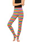 Allegra K Women's Leggings Printed High Waist Elastic Waistband Yoga Stirrup Pants Multicolor-Stripe S