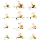 Outdoor Planet 12 Tilt Wing Dun Caddis Mayfly Dry Flies for Trout Fly Fishing Flies Lure Assortment