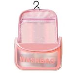 ERHETUS Multipurpose Large Cosmetic Bags for Women | Waterproof PU Leather Makeup Pouches for Girls | Toiletry Storage Wash Bag with Hook | Travel Organizer for Bath Accessories & Grooming Kit (Pink)